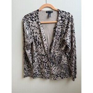 INC International Concepts All Over Sequin Animal Print Cardigan Sweater XL
